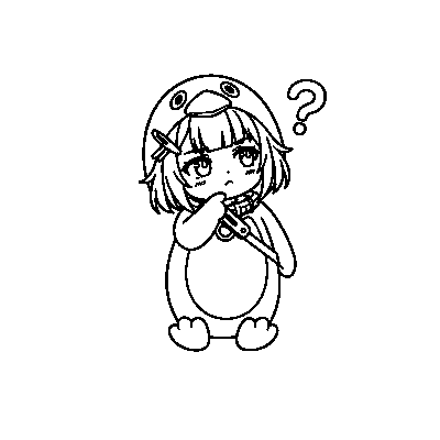 ググガガペンギン 線画・うつむいて考える 印刷できるぬりえ線画 高画質・透かしなし素材 無料ダウンロード