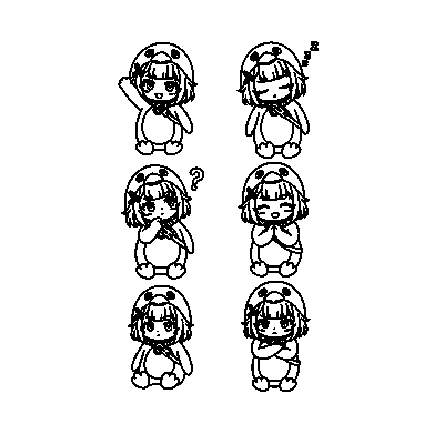ググガガペンギン 線画・スタンプ切り抜き見開き 印刷できるぬりえ線画 高画質・透かしなし素材 無料ダウンロード