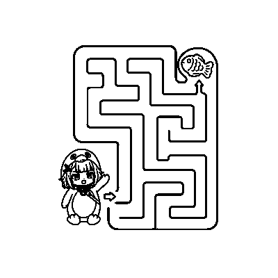 ググガガペンギン 線画・迷路ミニゲーム 印刷できるぬりえ線画 高画質・透かしなし素材 無料ダウンロード