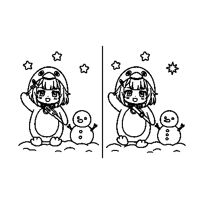 ググガガペンギン 線画・間違い探し 印刷できるぬりえ線画 高画質・透かしなし素材 無料ダウンロード